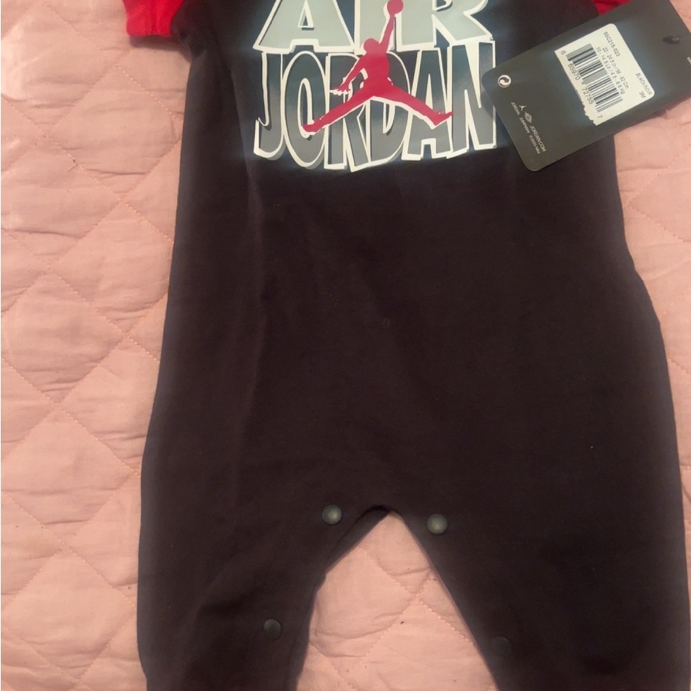 Jordan Black and Red Air Logo Baby One-Piece Bodysuit